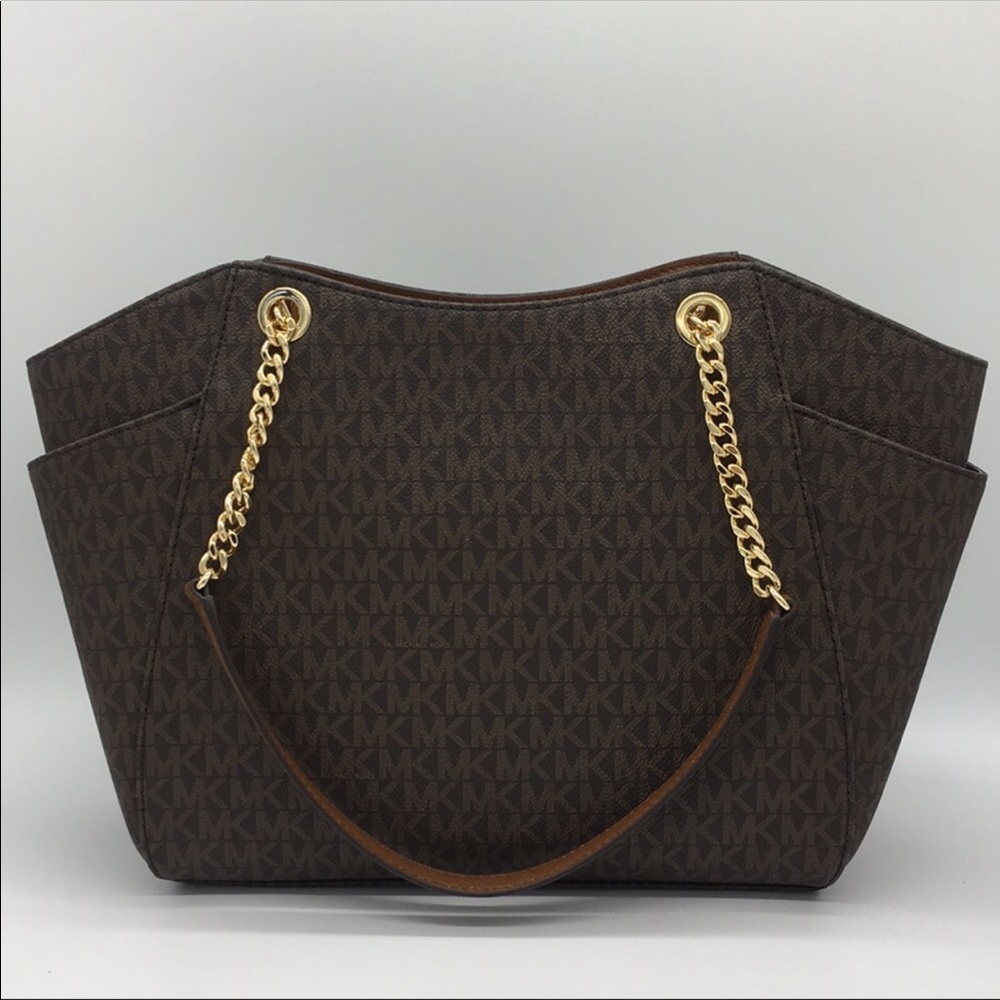 MICHAEL KORS LG CHAIN SHLDR TOTE BROWN NWT - Picture 6 of 16